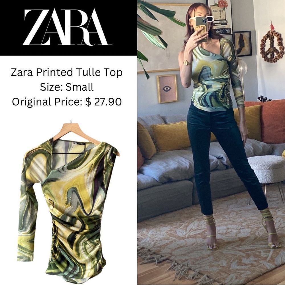Zara Printed Tulle Top